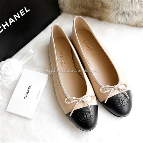 chanel inspired ballet flats|chanel ballet flats beige black.